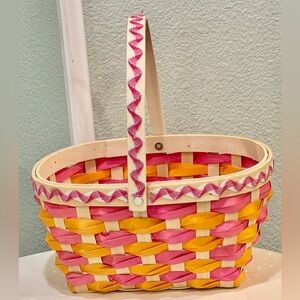 Colorful Woven Basket with Handle